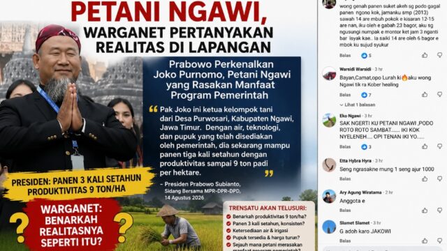 Presiden Soroti Keberhasilan Petani Ngawi, Warganet Pertanyakan Realitas di Lapangan